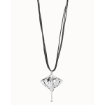 Ciondolo di cuoio placcato argento Sterling con dettaglio pesce manta gigante