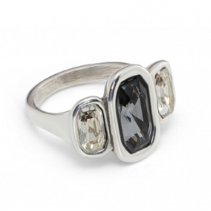 Anello artigianale placcato argento con cristalli