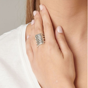 Anello artigianale placcato argento TORNADO