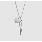 COLLANA IN ACCIAIO CUORE E CORNETTO PORTA FORTUNA