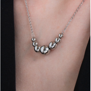 COLLANA DONNA SFERE IN ACCIAIO