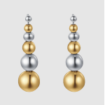 ORECCHINI DONNA CON SFERE IN ACCIAIO IN ACCIAIO E IP GOLD