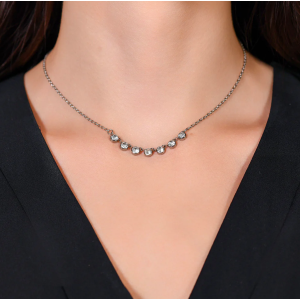 COLLANA DONNA IN ACCIAIO CRISTALLI BIANCHI