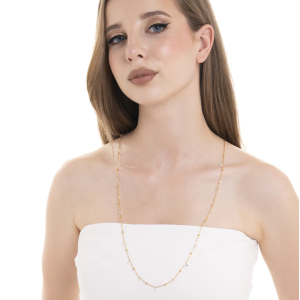COLLANA DONNA IN ACCIAIO IP GOLD CON ZIRCONI BIANCHI