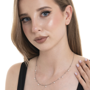 COLLANA DONNA IN ACCIAIO CON PERLE BIANCHE