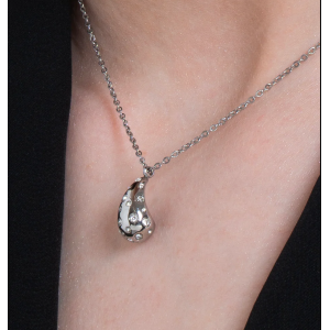 COLLANA DONNA GOCCIA IN ACCIAIO CON CRISTALLI BIANCHI