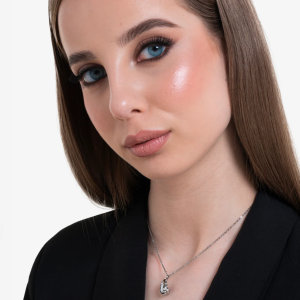 COLLANA DONNA GOCCIA IN ACCIAIO CON CRISTALLI BIANCHI