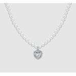 COLLANA DONNA IN ACCIAIO PERLE E CUORE ZIRCONE BIANCO