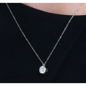 COLLANA DONNA IN ACCIAIO CON CRISTALLO BIANCO