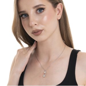 COLLANA DONNA IN ACCIAIO CON CRISTALLI BIANCHI