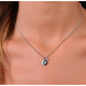 COLLANA DONNA IN ACCIAIO QUADRIFOGLIO E ZIRCONE