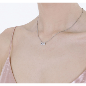 COLLANA DONNA IN ACCIAIO CON INFINITO E CRISTALLI BIANCHI