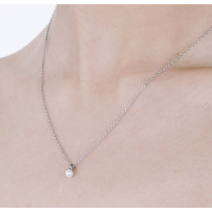 COLLANA DONNA IN ACCIAIO CON PERLA SINTETICA DA 4MM