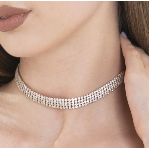 COLLANA CHOKER TENNIS DONNA IN ACCIAIO CON ZIRCONI BIANCHI