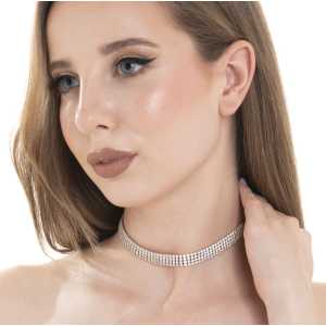 COLLANA CHOKER TENNIS DONNA IN ACCIAIO CON ZIRCONI BIANCHI