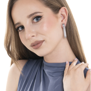 ORECCHINI TENNIS DONNA IN ACCIAIO CON ZIRCONI BIANCHI