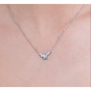 COLLANA DONNA IN ACCIAIO CON STELLA E CRISTALLI BIANCHI