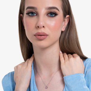 COLLANA DONNA IN ACCIAIO PUNTO LUCE ROSA