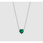 COLLANA DONNA IN ACCIAIO CON CUORE CRISTALLO VERDE