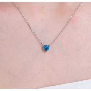 COLLANA DONNA IN ACCIAIO CON CUORE CRISTALLO BLU