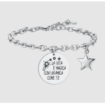 BRACCIALE DONNA IN ACCIAIO LA VITA E' MAGICA CON UN'AMICA COME TE
