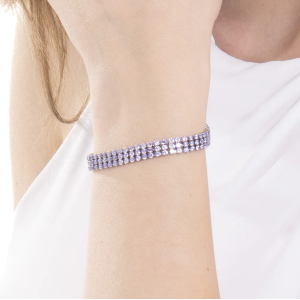BRACCIALE TENNIS DONNA IN ACCIAIO CON ZIRCONI VIOLA