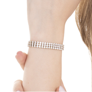 BRACCIALE TENNIS DONNA IN ACCIAIO IP GOLD CON ZIRCONI BIANCHI