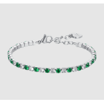 BRACCIALE TENNIS DONNA CRISTALLI VERDI E BIANCHI