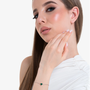 BRACCIALE DONNA IN ACCIAIO CON CUORE CRISTALLO VERDE