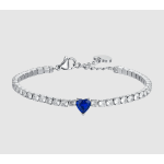 BRACCIALE DONNA IN ACCIAIO CON CRISTALLI BIANCHI E CUORE CRISTALLO BLU