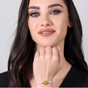 BRACCIALE DONNA IN ACCIAIO IP GOLD PERLE E ROSA