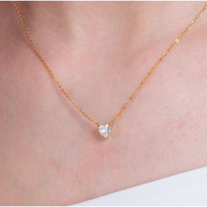 COLLANA DONNA IN ACCIAIO E IP GOLD CON CUORE CRISTALLO BIANCO