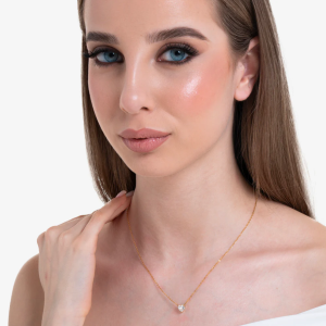 COLLANA DONNA IN ACCIAIO E IP GOLD CON CUORE CRISTALLO BIANCO