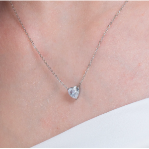 COLLANA DONNA IN ACCIAIO CON CUORE CRISTALLO BIANCO
