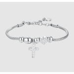 BRACCIALE DONNA IN ACCIAIO CROCE E CRISTALLI