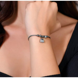 BRACCIALE DONNA IN ACCIAIO BORSA E CRISTALLI