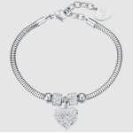 BRACCIALE DONNA IN ACCIAIO CON CUORE E CRISTALLI BIANCHI  