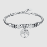 BRACCIALE DONNA IN ACCIAIO CON ALBERO DELLA VITA CON CRISTALLI BIANCHI