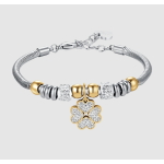 BRACCIALE DONNA IN ACCIAIO CON QUADRIFOGLIO CON CRISTALLI BIANCHI