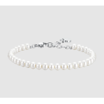 BRACCIALE DONNA IN ACCIAIO CON PERLE BIANCHE