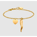 BRACCIALE DONNA IN ACCIAIO E IP GOLD CON CORNO E CUORE