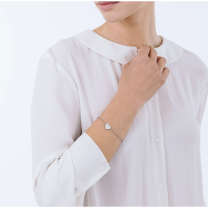BRACCIALE DONNA IN ACCIAIO CON CUORICINO E CRISTALLI BIANCHI