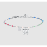 BRACCIALE DONNA IN ACCIAIO CON FARFALLA,CRISTALLO E PIETRE CON SMALTO MULTICOLOR