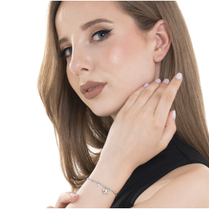 BRACCIALE DONNA IN ACCIAIO CON FARFALLA,CRISTALLO E PIETRE CON SMALTO MULTICOLOR