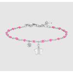BRACCIALE DONNA IN ACCIAIO CON STELLA, CRISTALLO E PIETRE CON SMALTO FUCSIA
