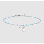 BRACCIALE DONNA IN ACCIAIO CON QUADRIFOGLIO,CRISTALLO E PIETRE CON SMALTO TURCHESE