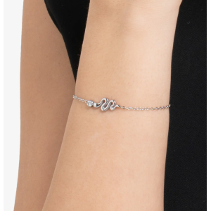 BRACCIALE DONNA IN ACCIAIO CON SERPENTE E CRISTALLO BIANCO