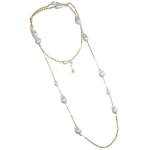 Collana lunga in argento 925- catena a specchio diamantata- con perle baroccate iridate
