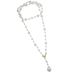 Collana lunga in argento 925 con perle di dimensioni alternate