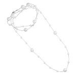 Collana lunga in argento 925, catena diamantata con perle (ø 5-10 mm) alternate.